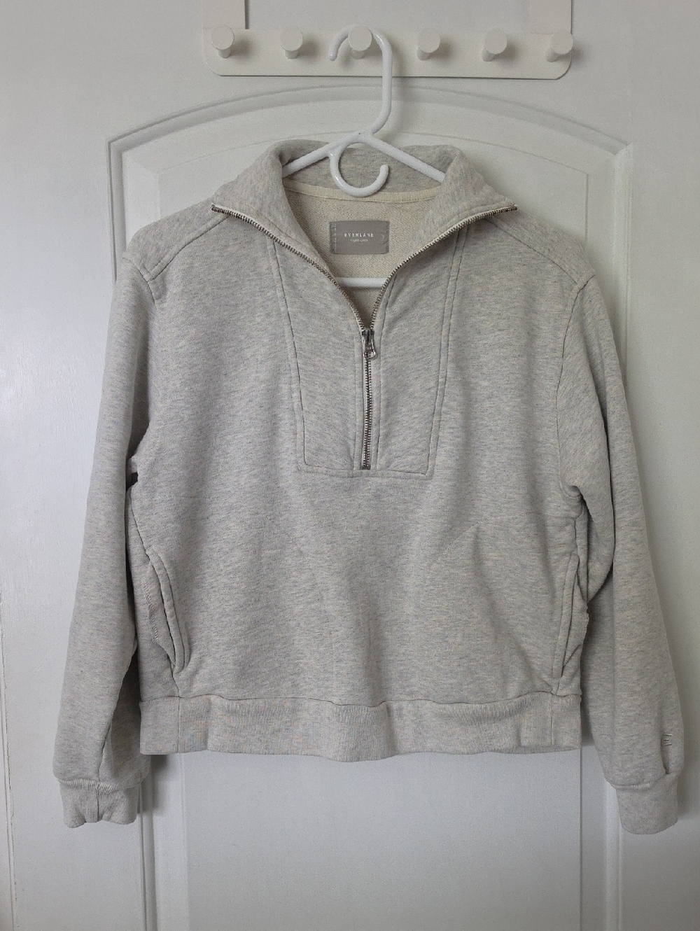 Everlane 100% Organic Cotton Women's Quarter-Zip Sweatshirt - Light Heather Gray